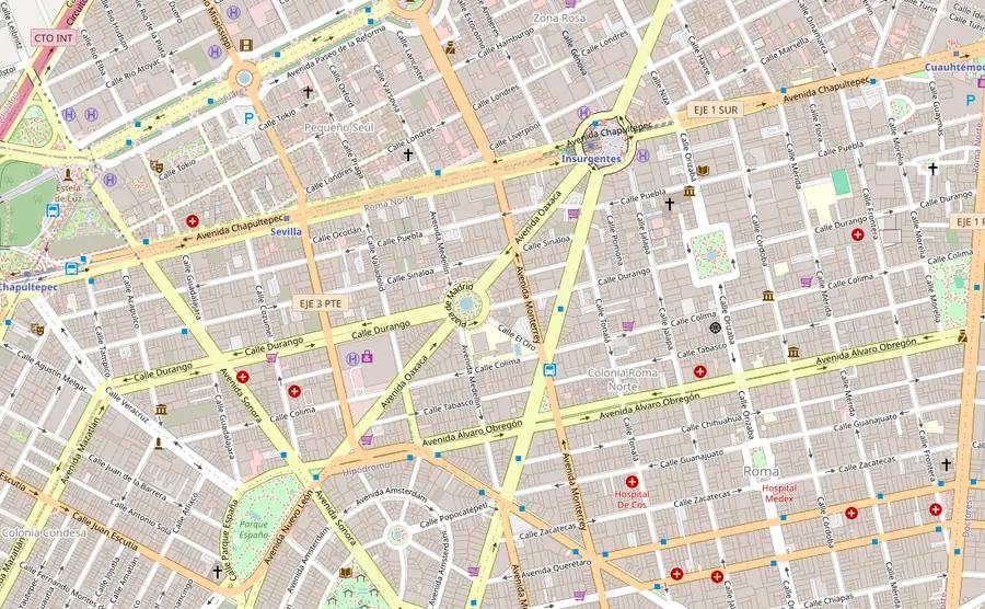 Mapa con negocios marcados según su oportunidad