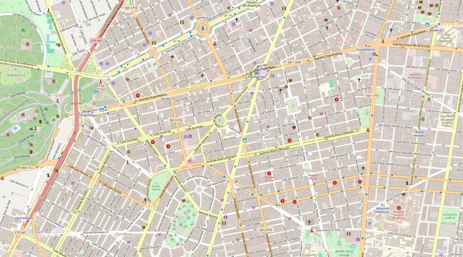 Mapa de la herramienta con negocios marcados por oportunidad